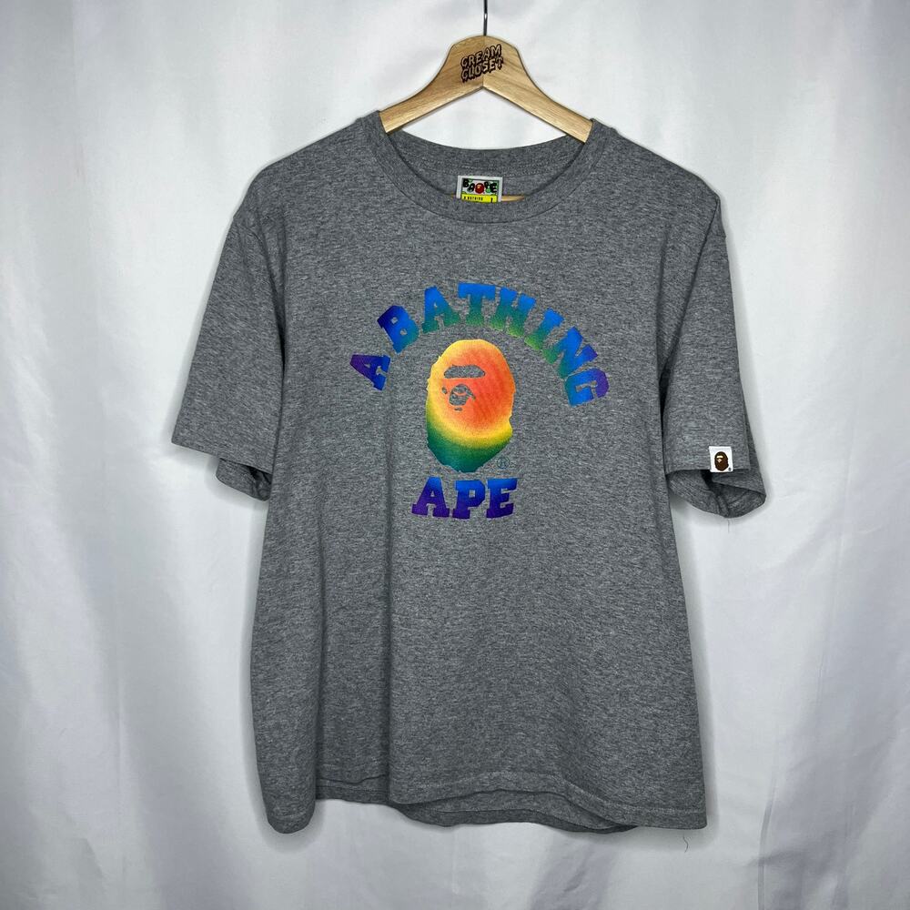 A Bathing APE BAPE Ape Head Nigo Heat Map College Tee in Grey L